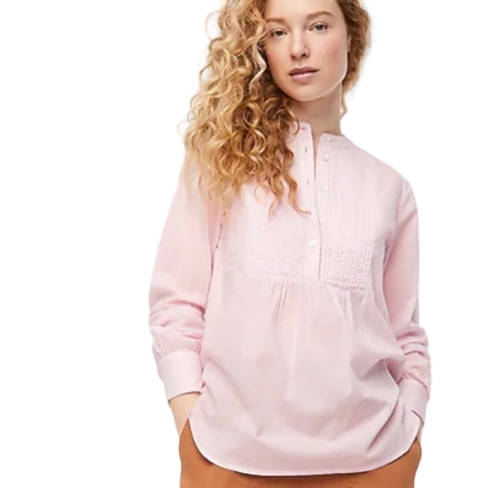 J. Crew Light Pink Pintuck Popover Blouse